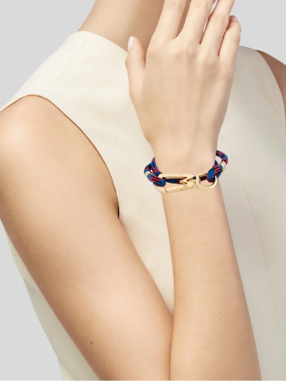 Marc Jacobs Bungee Cord rope Wrap Bracelet blue red logo